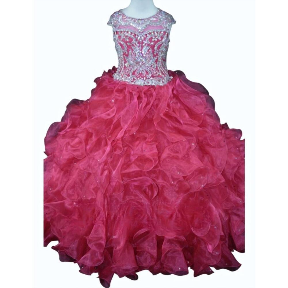 NEW LITTLE ROSIE girl's long pageant dress in strawberry